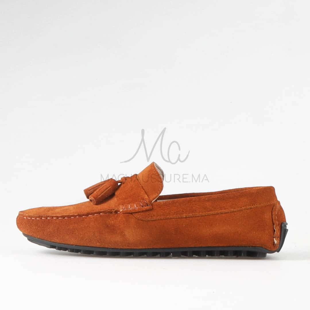 Davy – Mocassins hommes en daim Tabac.