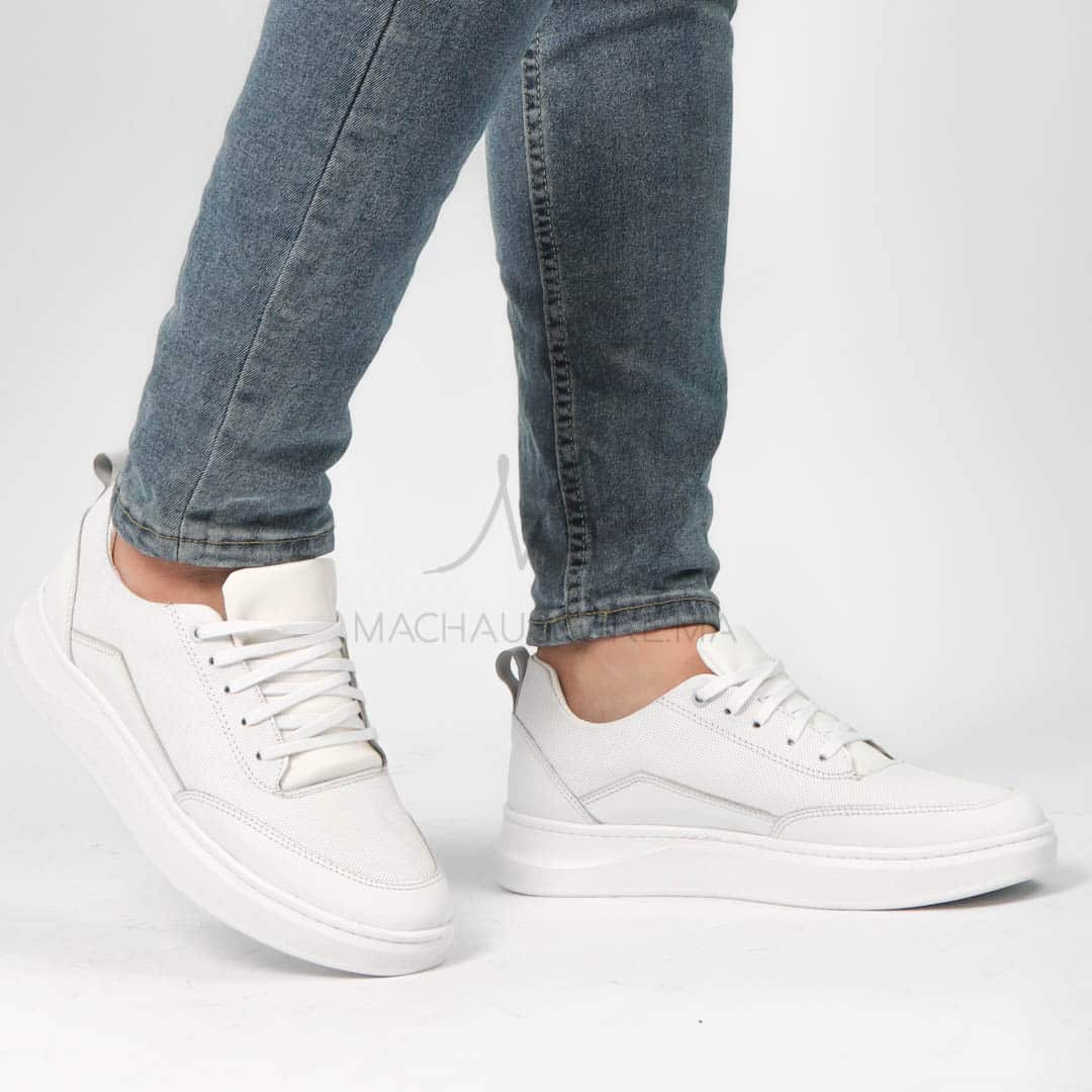 Move - Baskets basses Hommes 100% Cuir – Blanc.