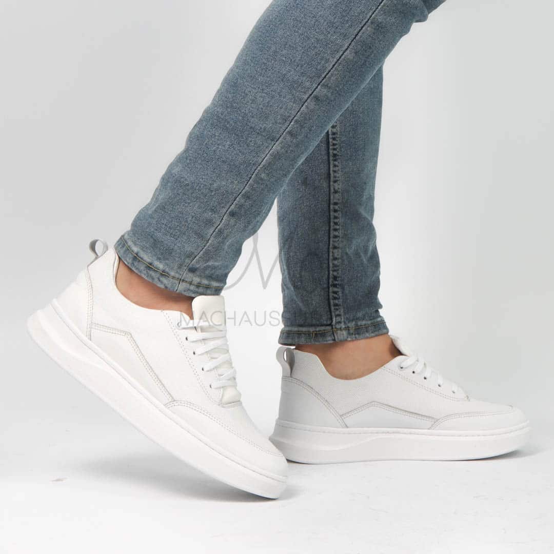 Move - Baskets basses Hommes 100% Cuir – Blanc.