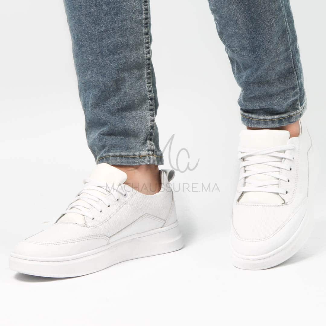 Move - Baskets basses Hommes 100% Cuir – Blanc.