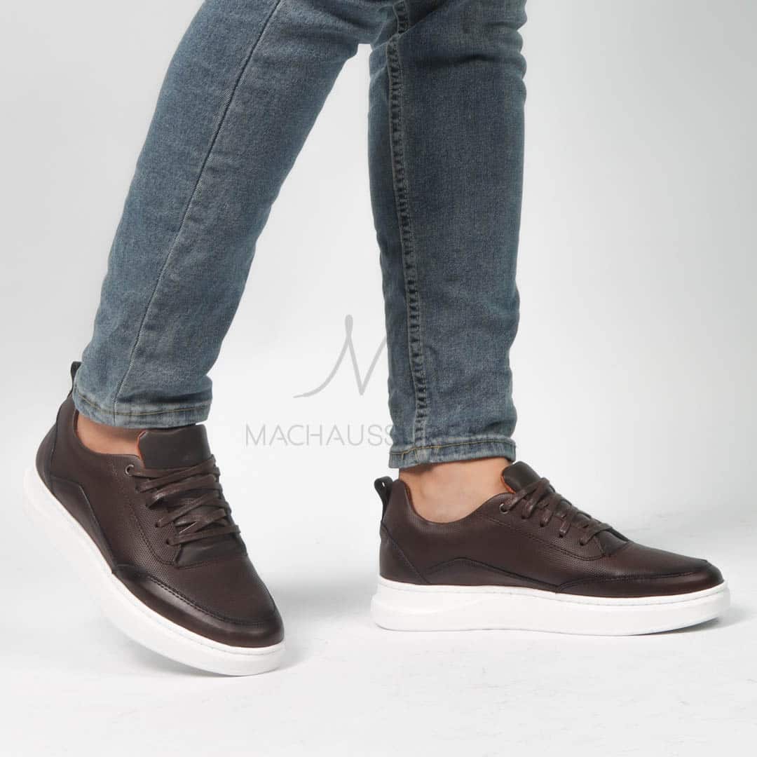 Move - Baskets basses Hommes 100% Cuir – Marron.