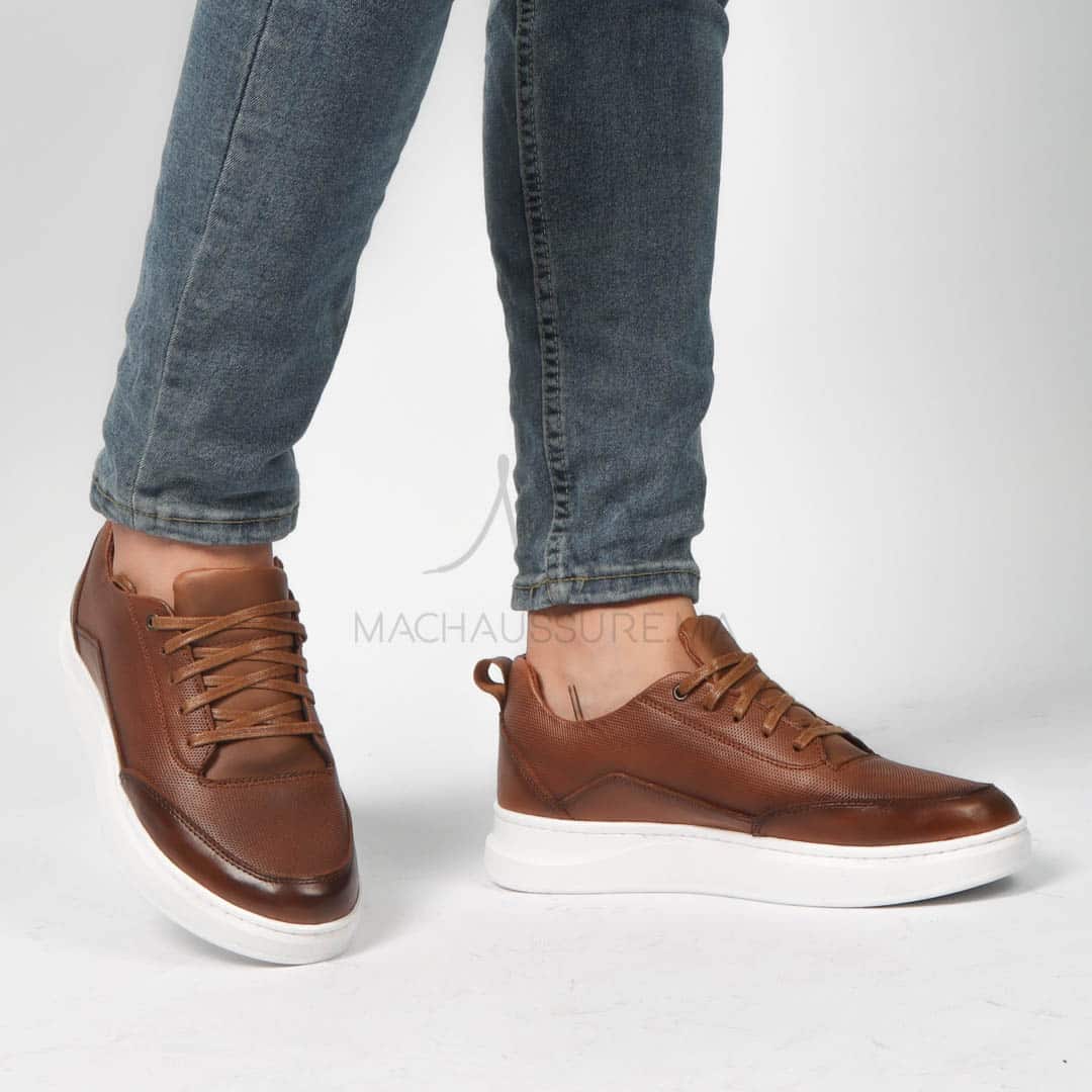 Move - Baskets basses Hommes 100% Cuir – Tabac.