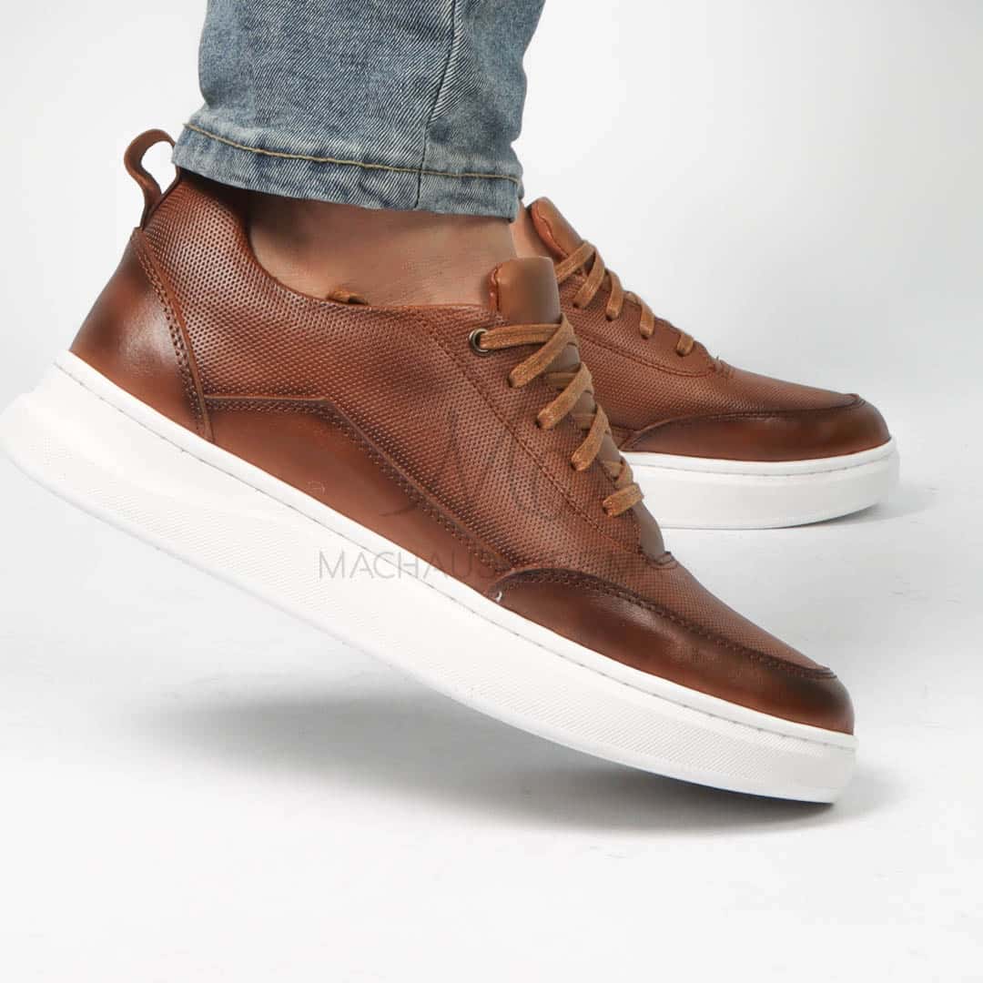 Move - Baskets basses Hommes 100% Cuir – Tabac.