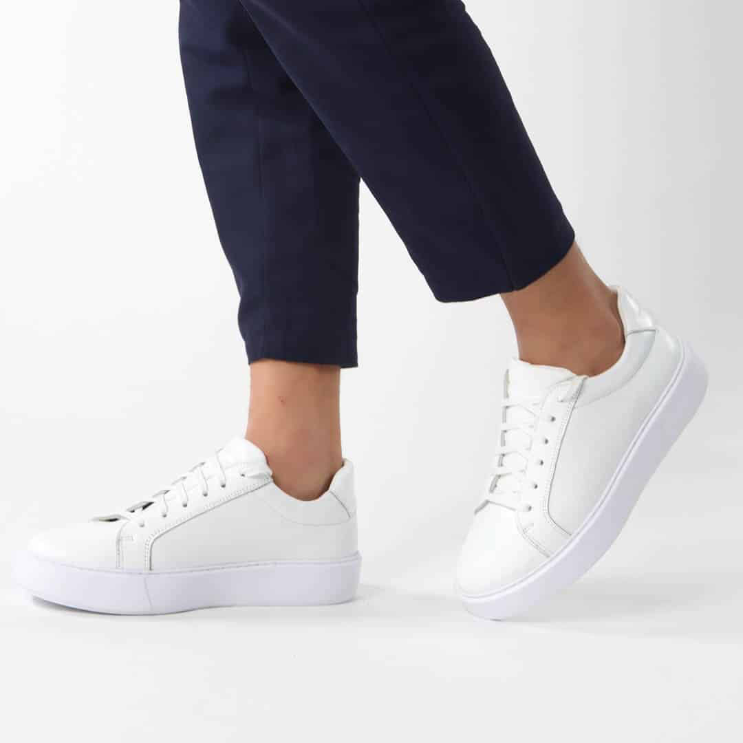 Aurelio - Baskets Hommes 100% Cuir en Blanc.