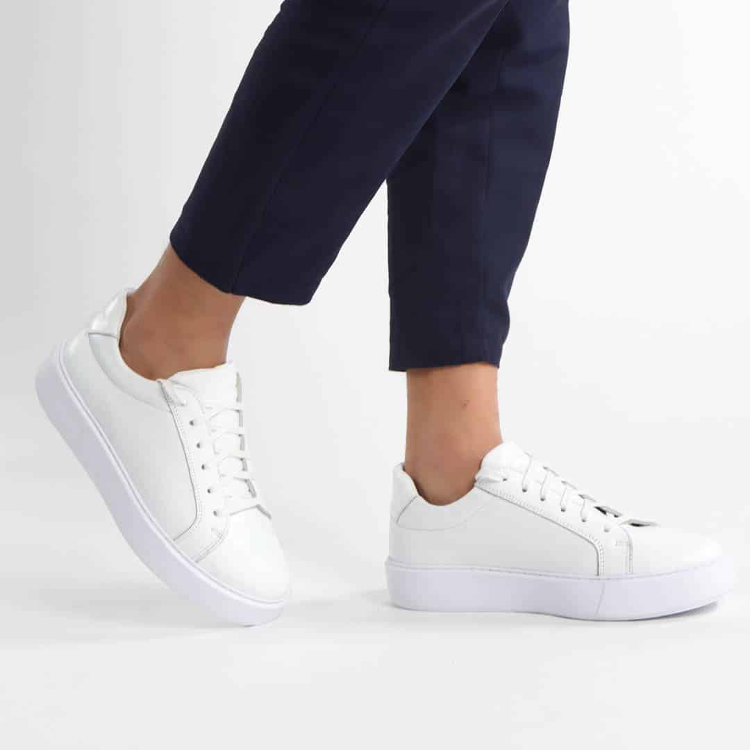 Aurelio - Baskets Hommes 100% Cuir en Blanc.