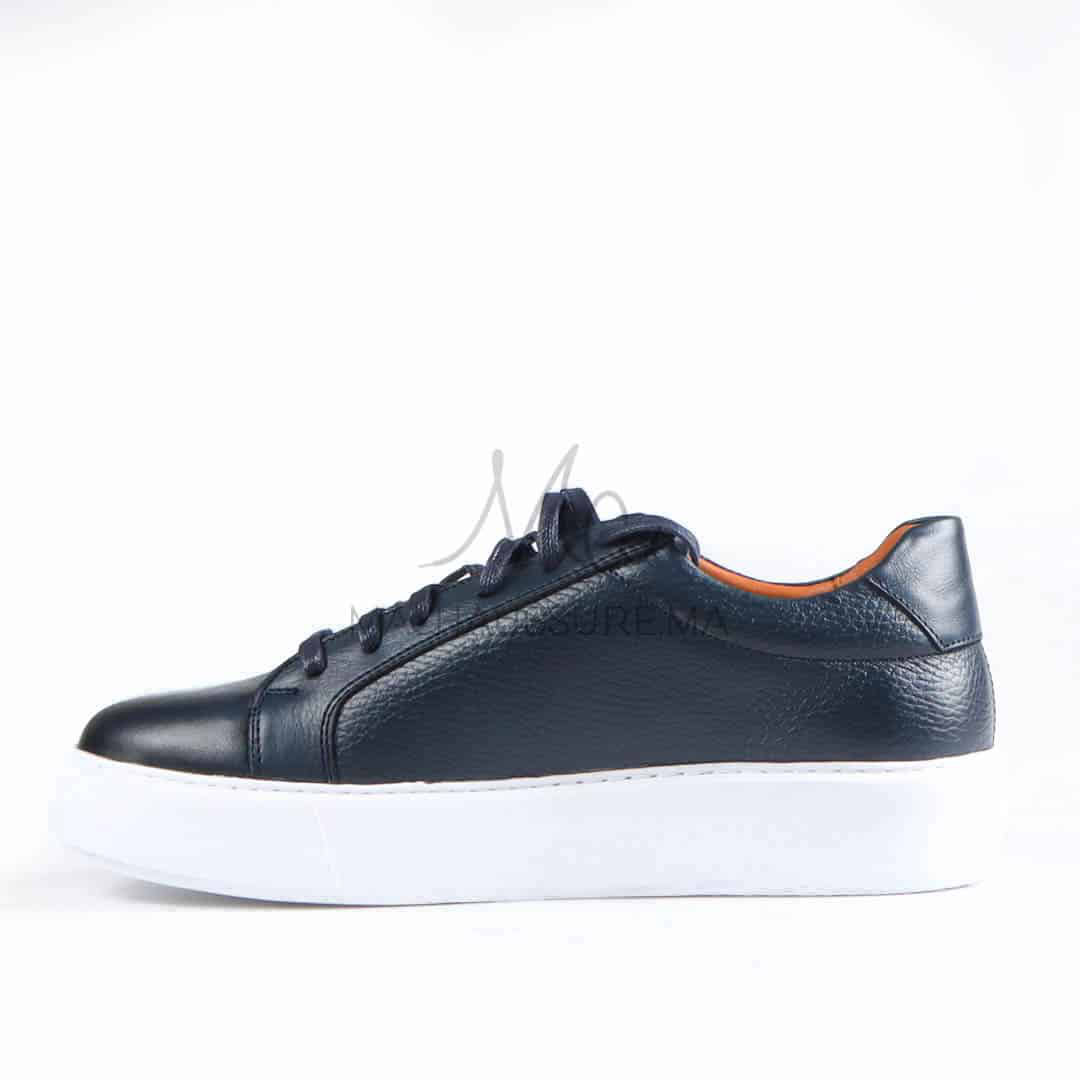 Aurelio - Baskets Hommes 100% Cuir en Bleu.