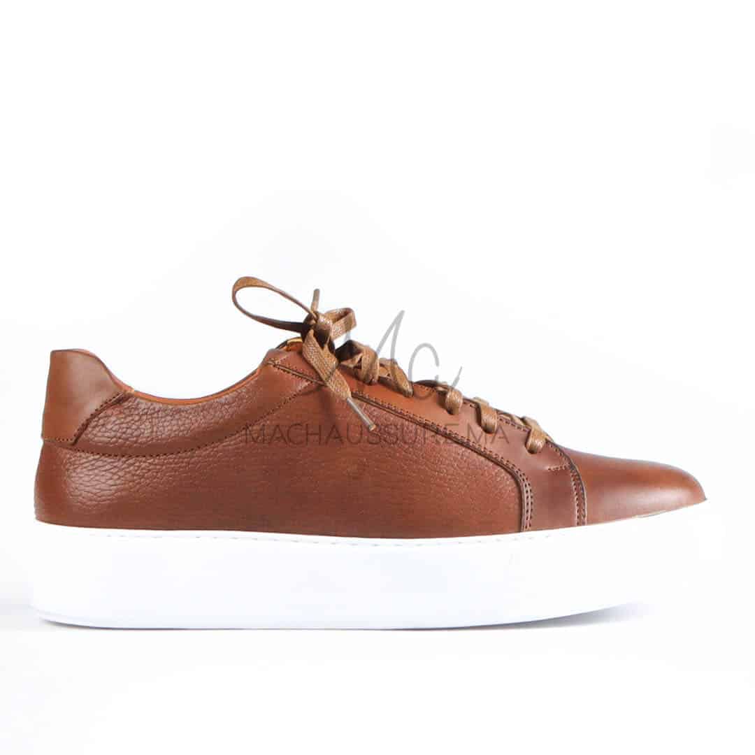 Aurelio - Baskets Hommes 100% Cuir en Tabac.
