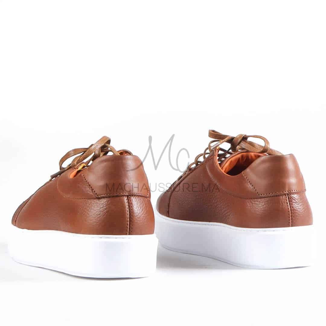 Aurelio - Baskets Hommes 100% Cuir en Tabac.