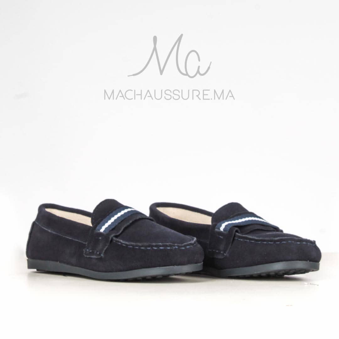Flex – Mocassins en Daim Enfant en Bleu.