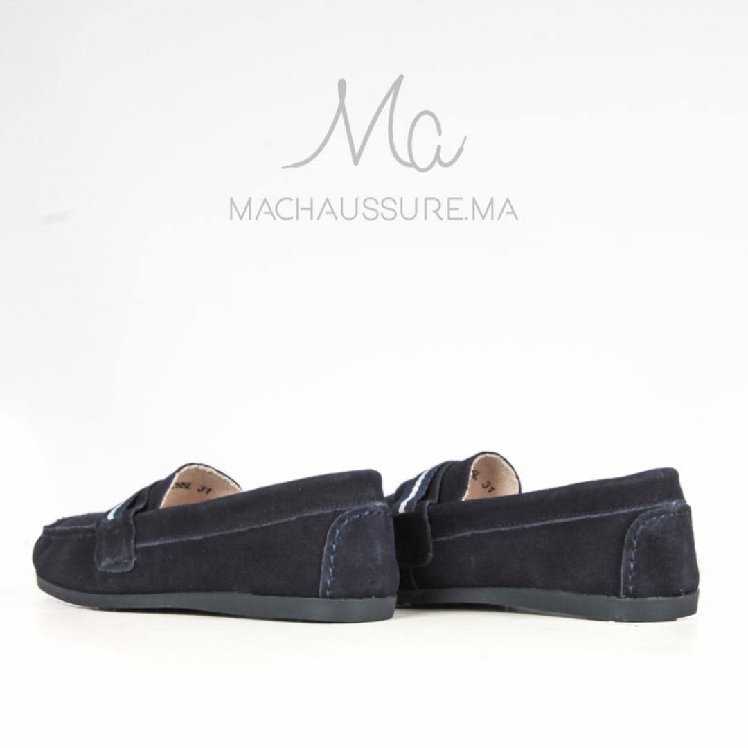 Flex – Mocassins en Daim Enfant en Bleu.