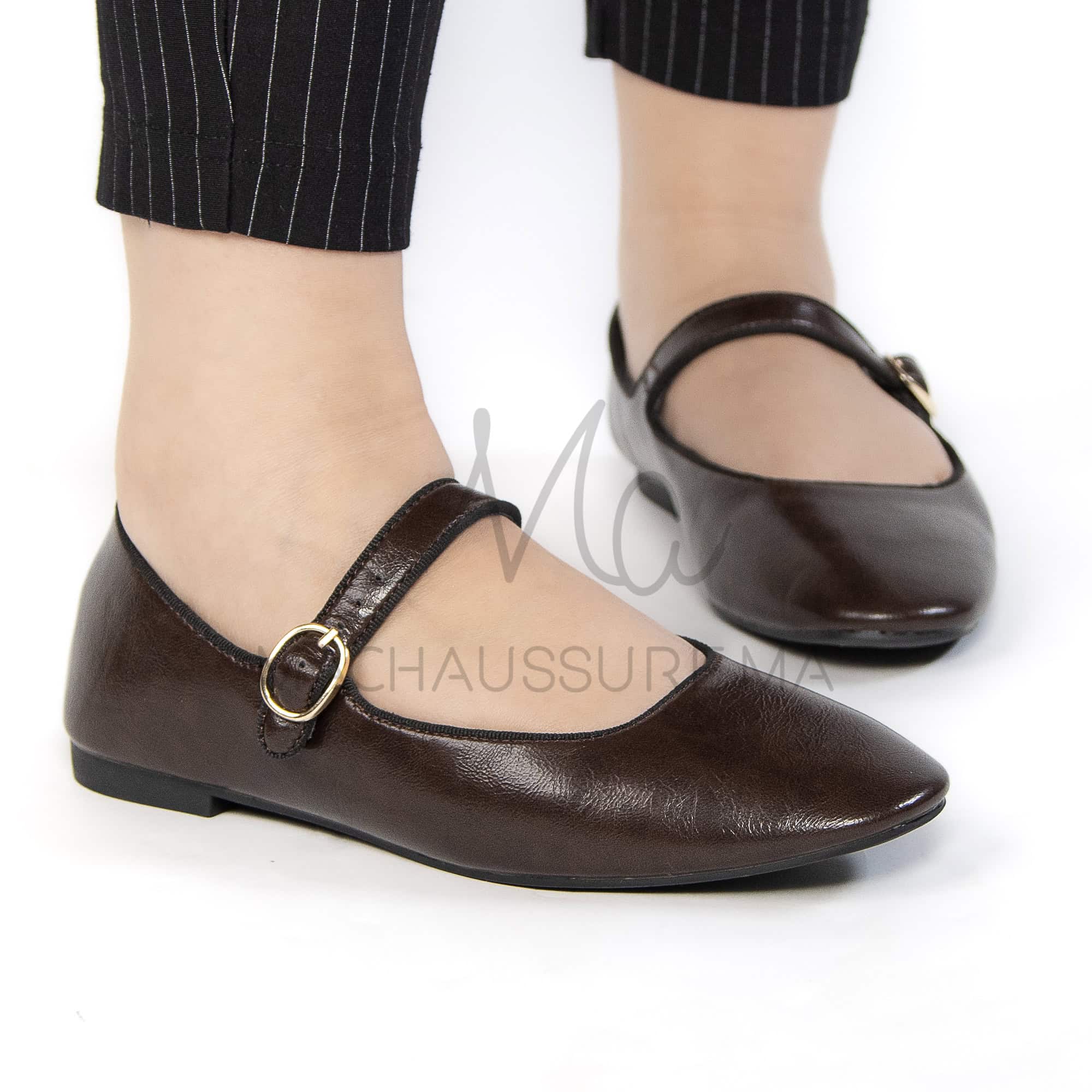 Glamour – Ballerines Femmes en Coffee.