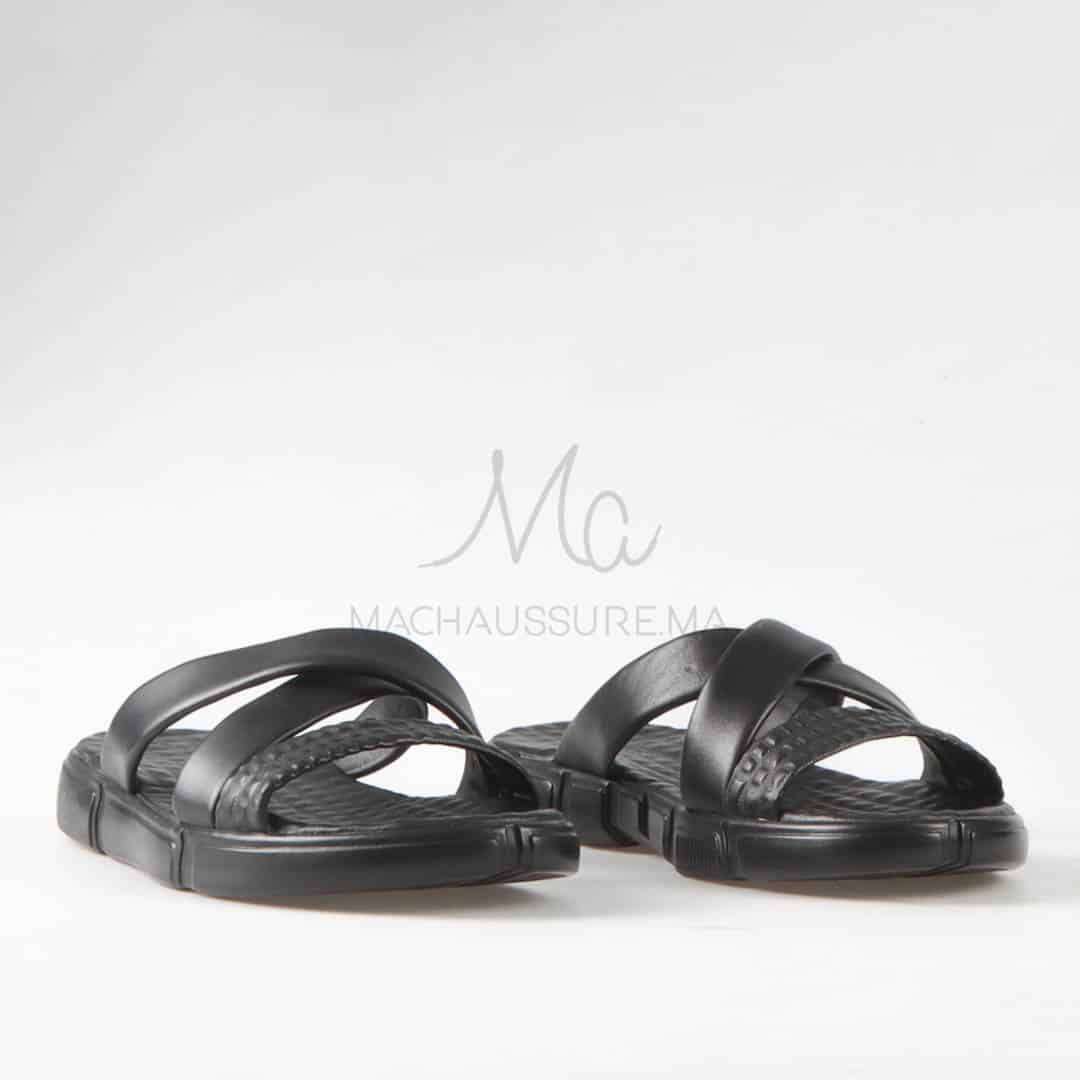 Sandales Confortables 100% Cuir en Noir.