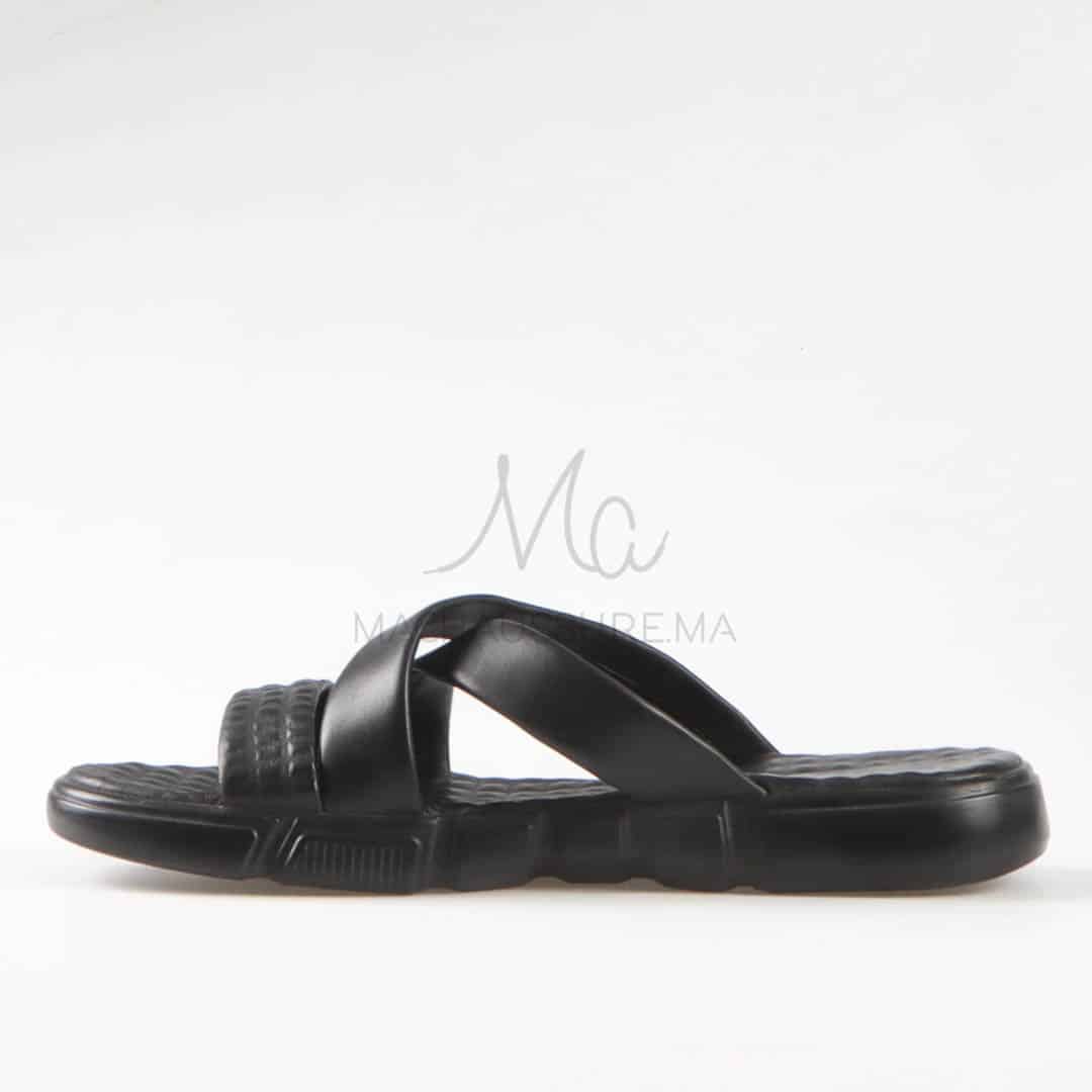 Sandales Confortables 100% Cuir en Noir.