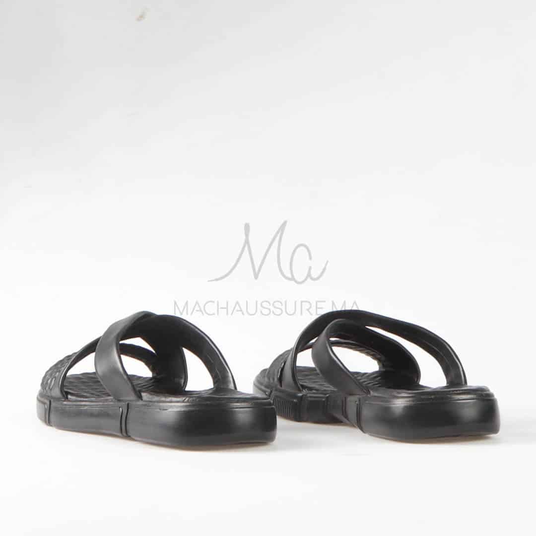 Sandales Confortables 100% Cuir en Noir.