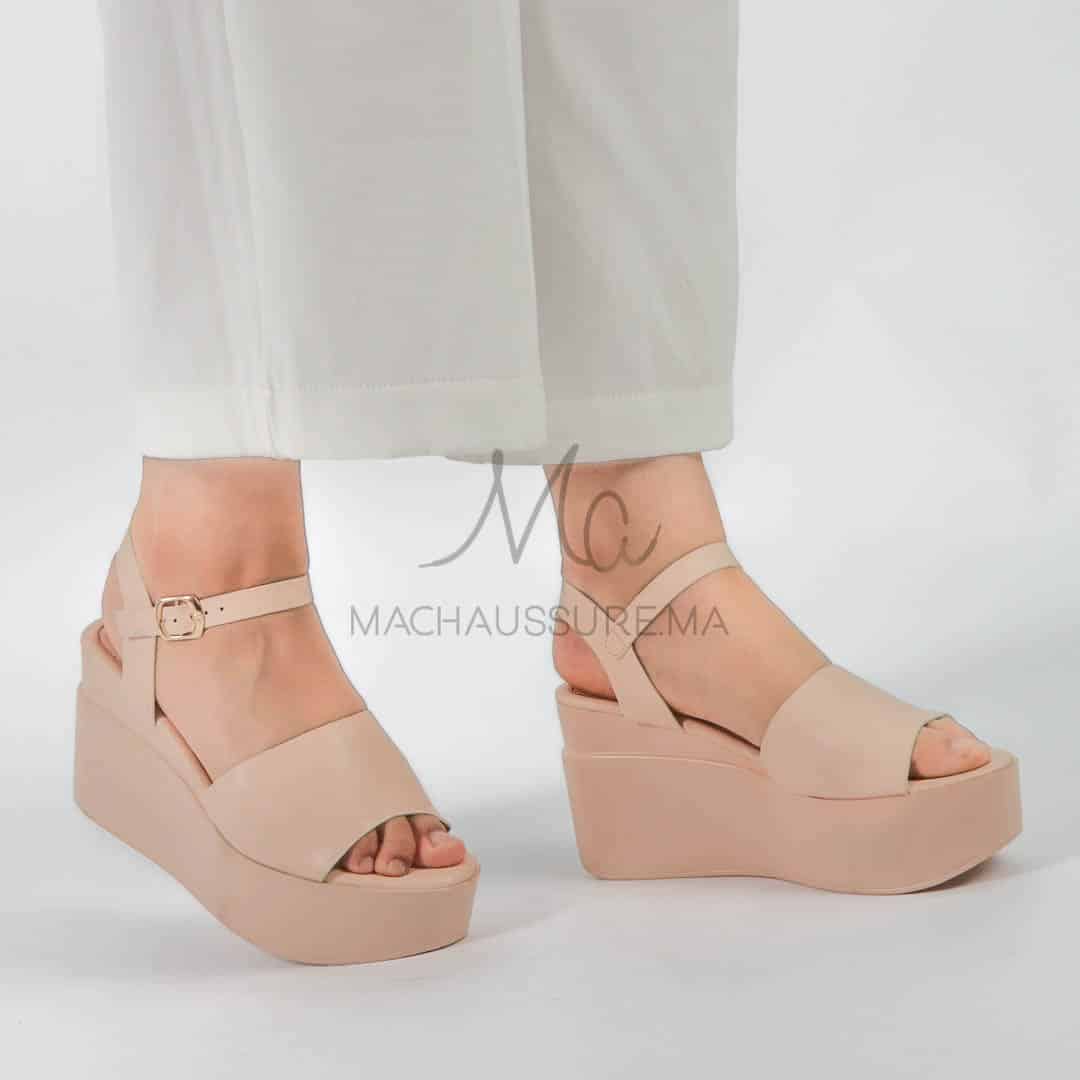 Spinelle - Sandales compensées en Beige.