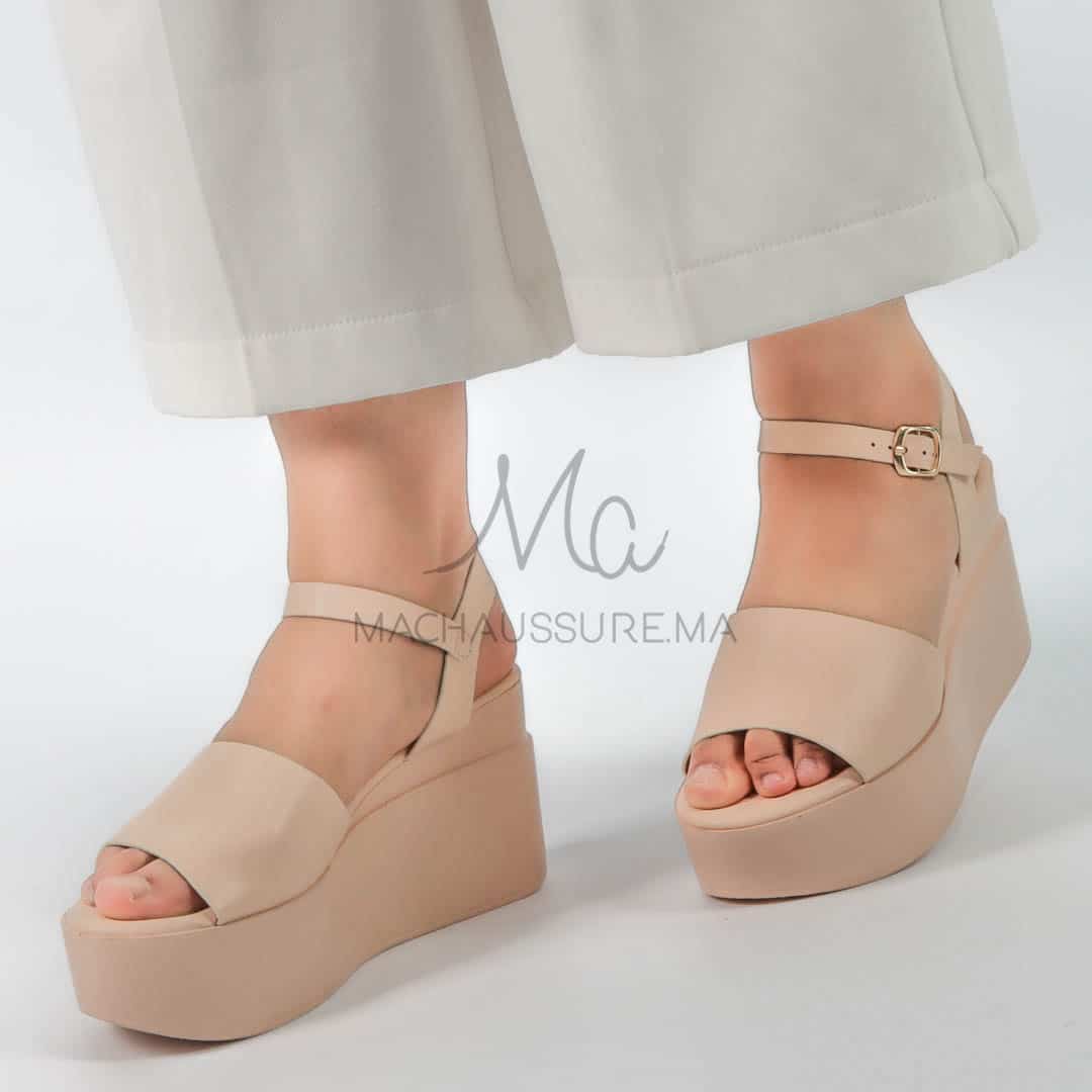 Spinelle - Sandales compensées en Beige.