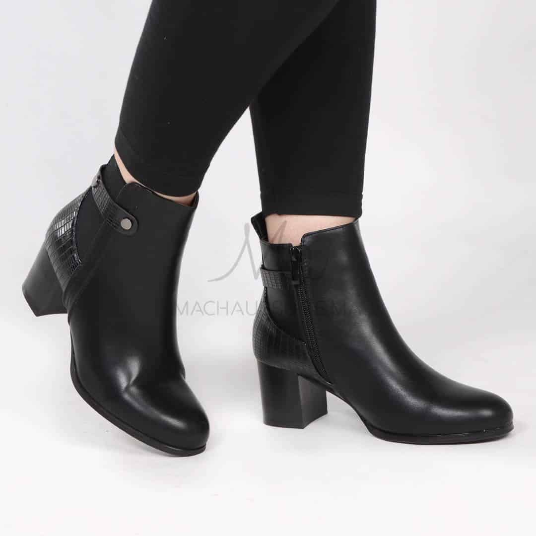 Reine – Bottines à talon en Noir.