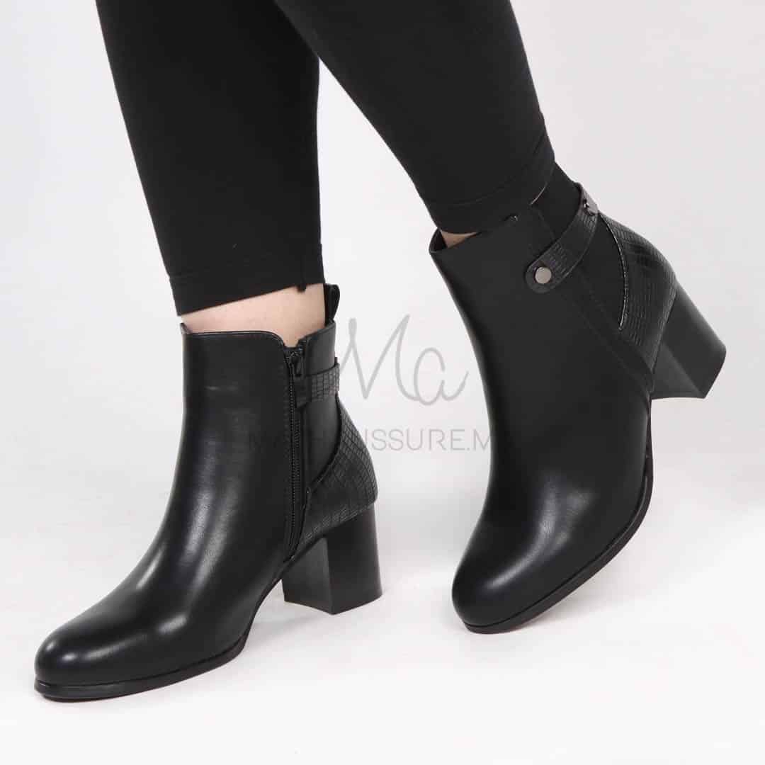 Reine – Bottines à talon en Noir.