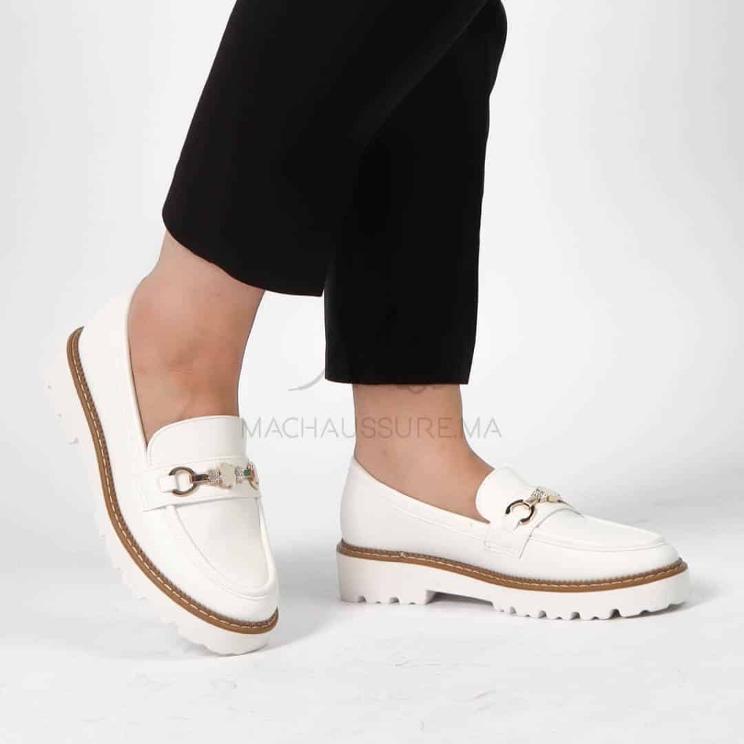 Antonia – Derbies Femmes Confortables en Blanc.