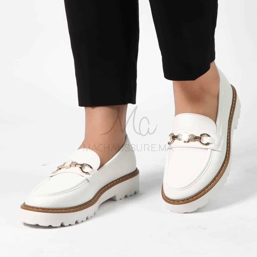 Antonia – Derbies Femmes Confortables en Blanc.