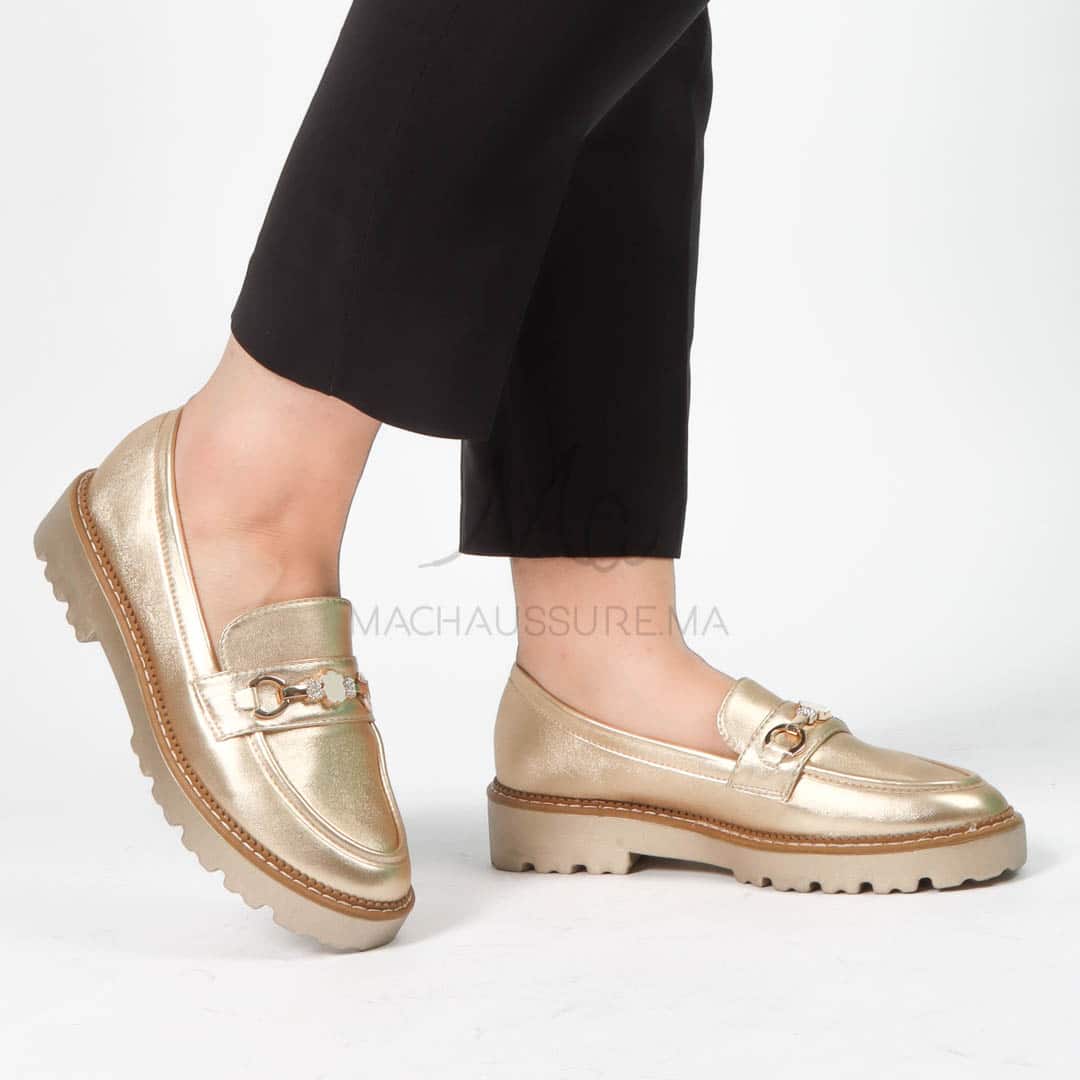 Antonia – Derbies Femmes Confortables en Doré.