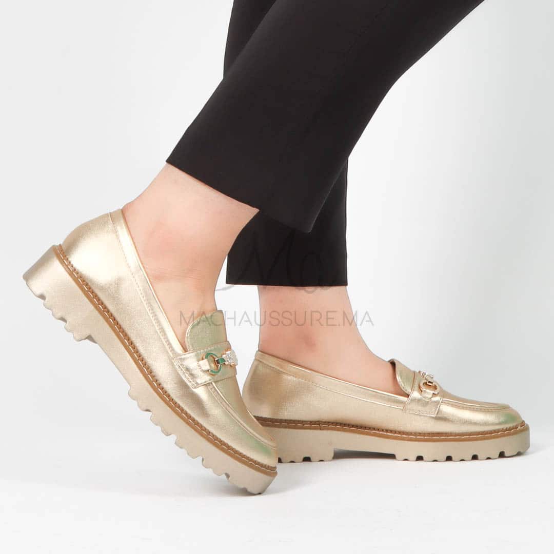 Antonia – Derbies Femmes Confortables en Doré.