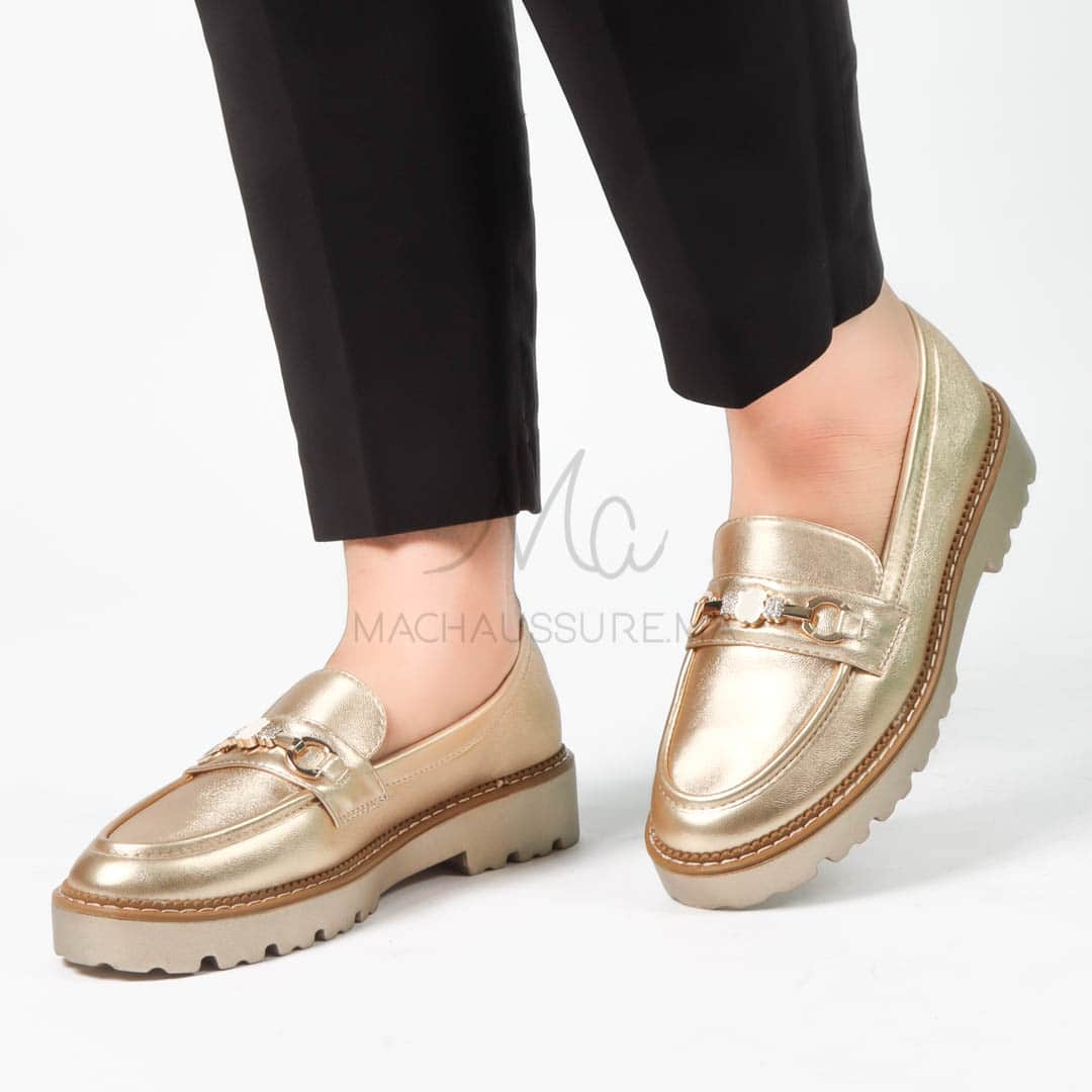 Antonia – Derbies Femmes Confortables en Doré.