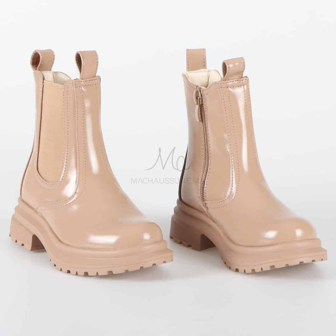 ELENA - Bottines à talon en Beige.