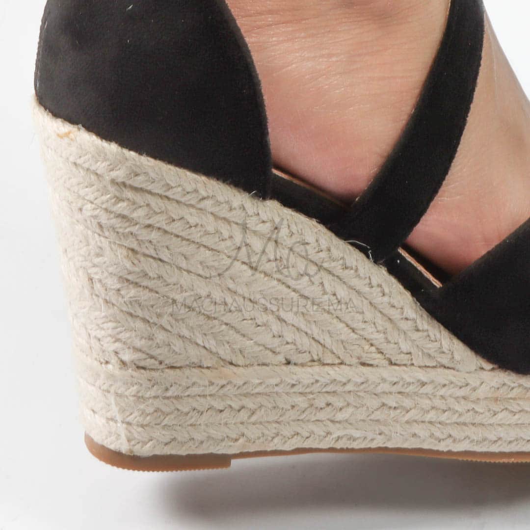 Jess– Sandales compensées en Noir.