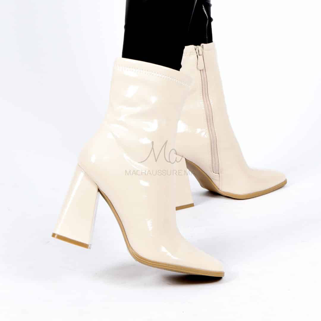 Yelena - Bottines à talon en Beige.