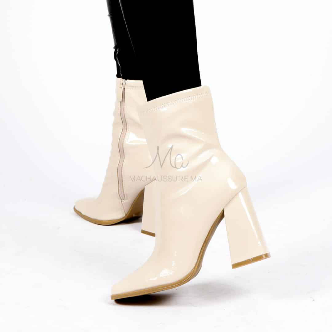 Yelena - Bottines à talon en Beige.