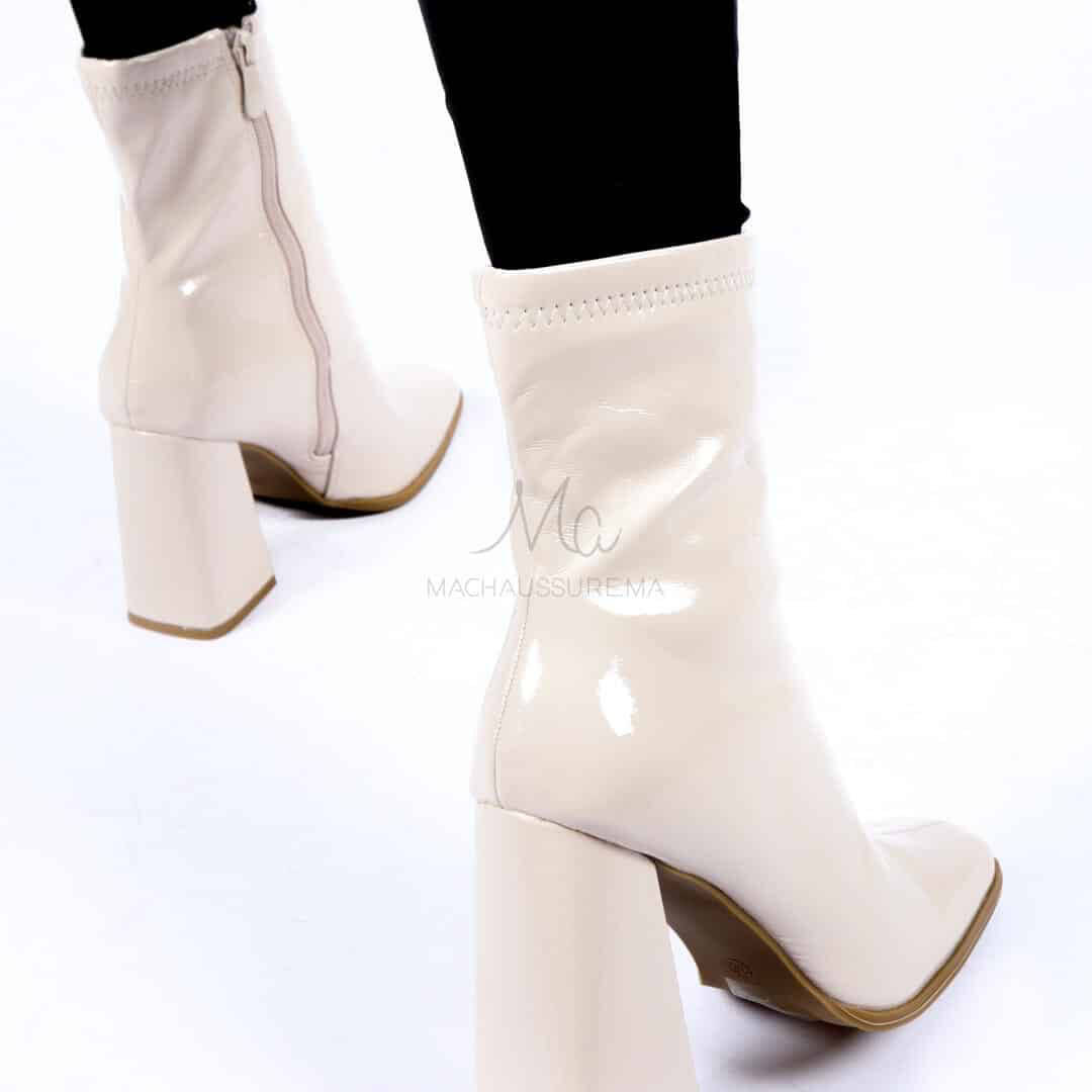 Yelena - Bottines à talon en Beige.