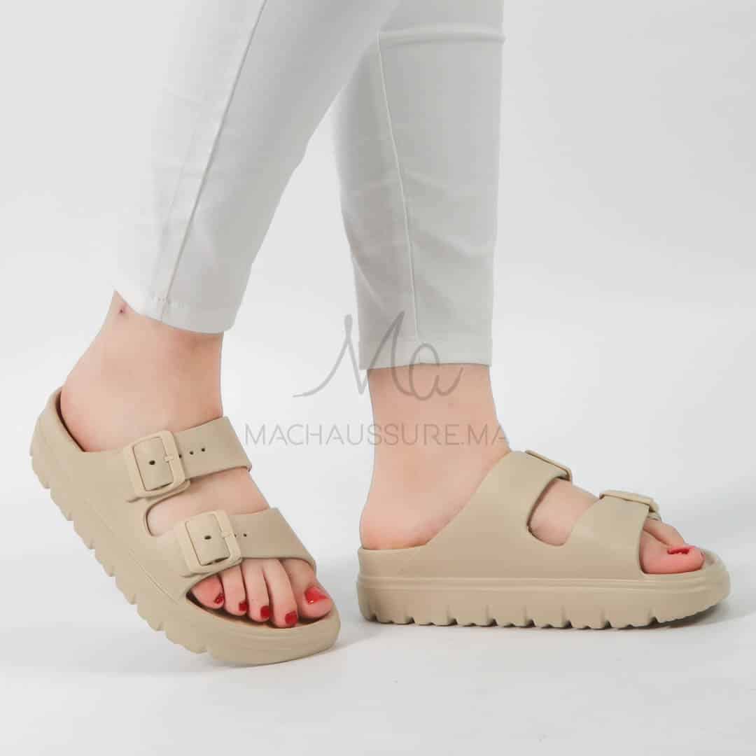 Péridot - Sandales à plateforme en Beige.