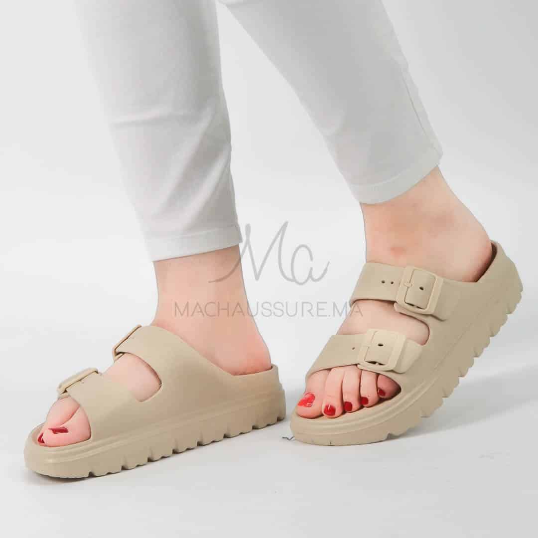 Péridot - Sandales à plateforme en Beige.