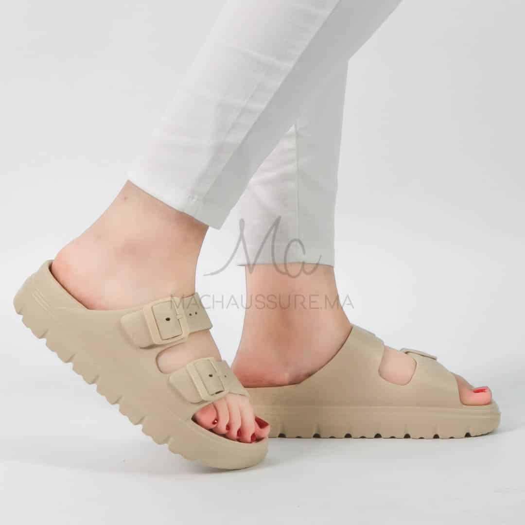 Péridot - Sandales à plateforme en Beige.