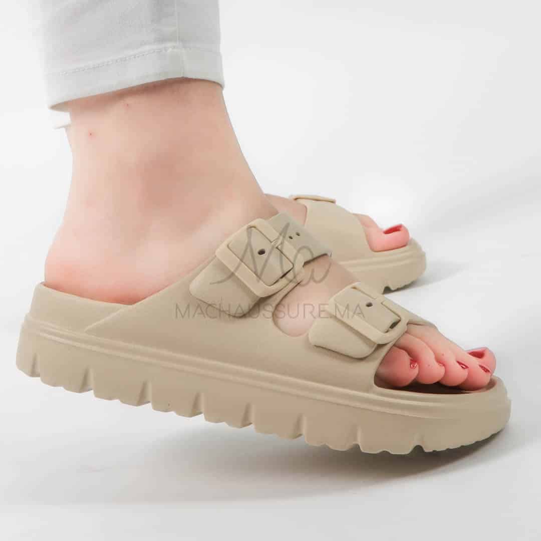 Péridot - Sandales à plateforme en Beige.