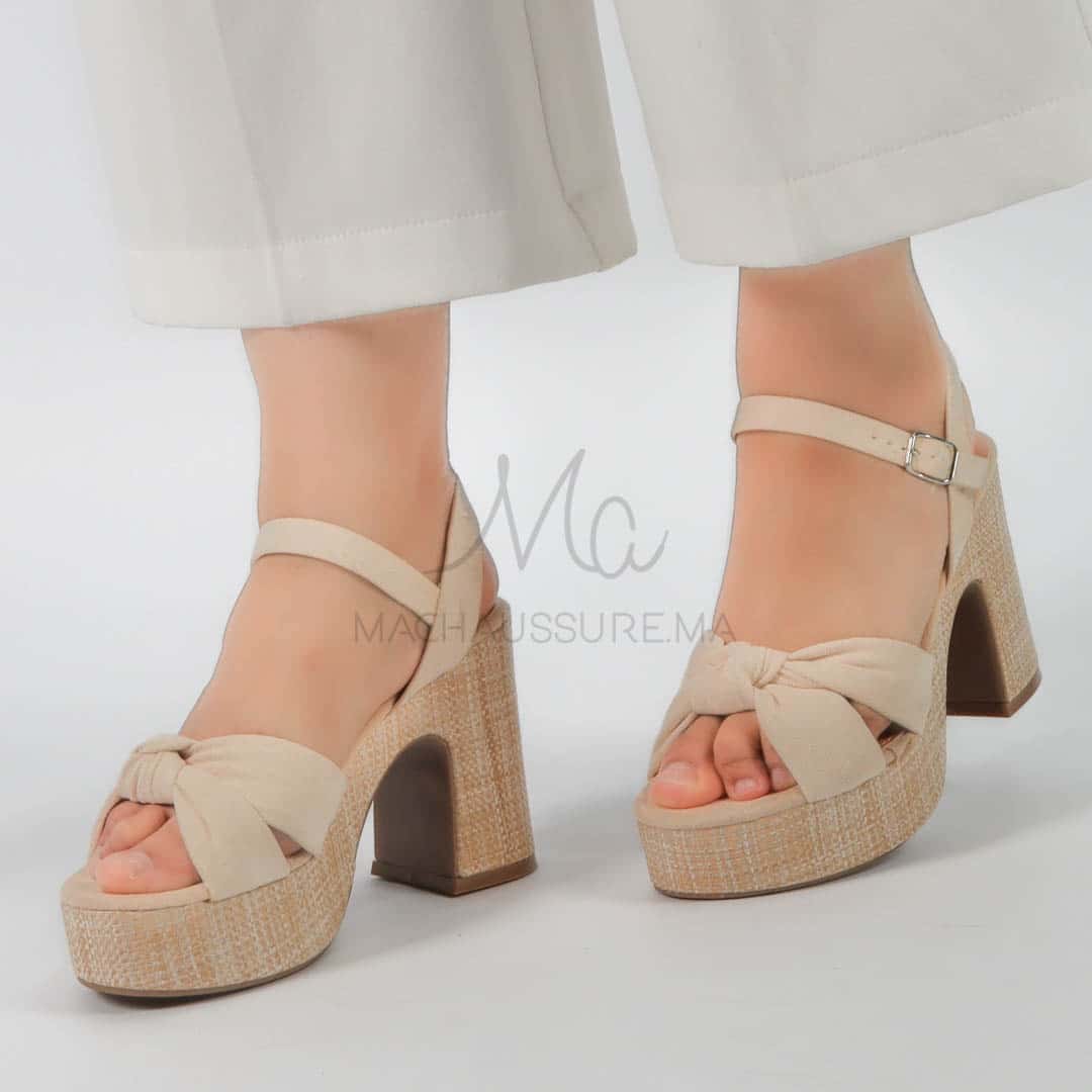 Kunzite - Sandales à talon en Beige.
