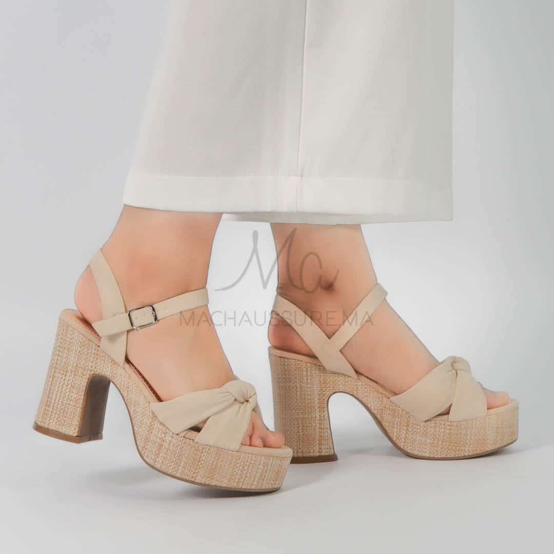 Kunzite - Sandales à talon en Beige.