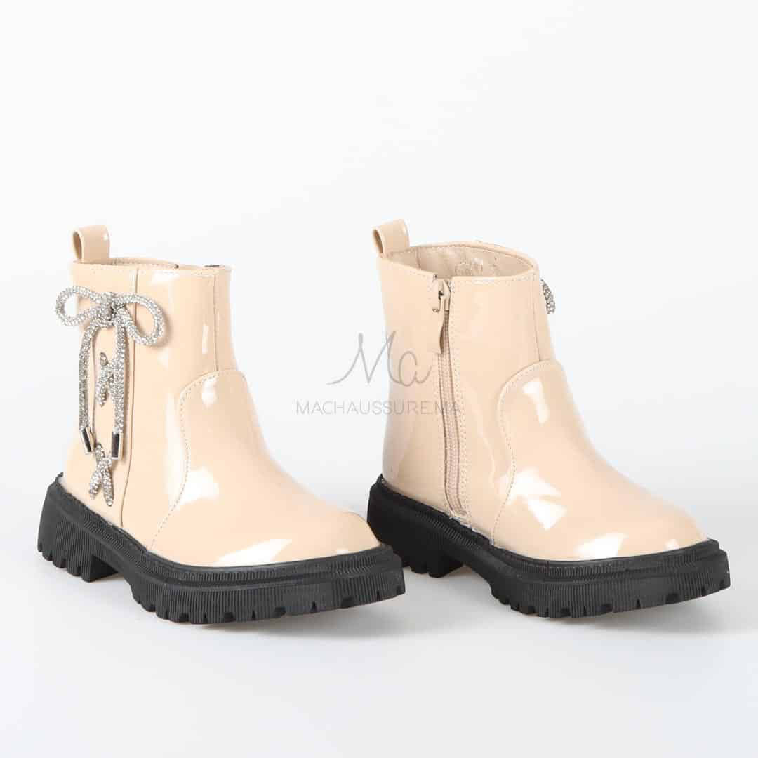 Lydia - Bottines Enfant en Beige.