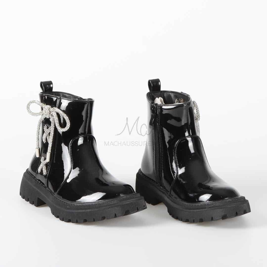 Lydia - Bottines Enfant en Noir.