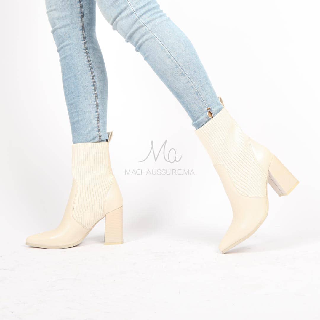 Joliby - Bottines à talon en Beige.