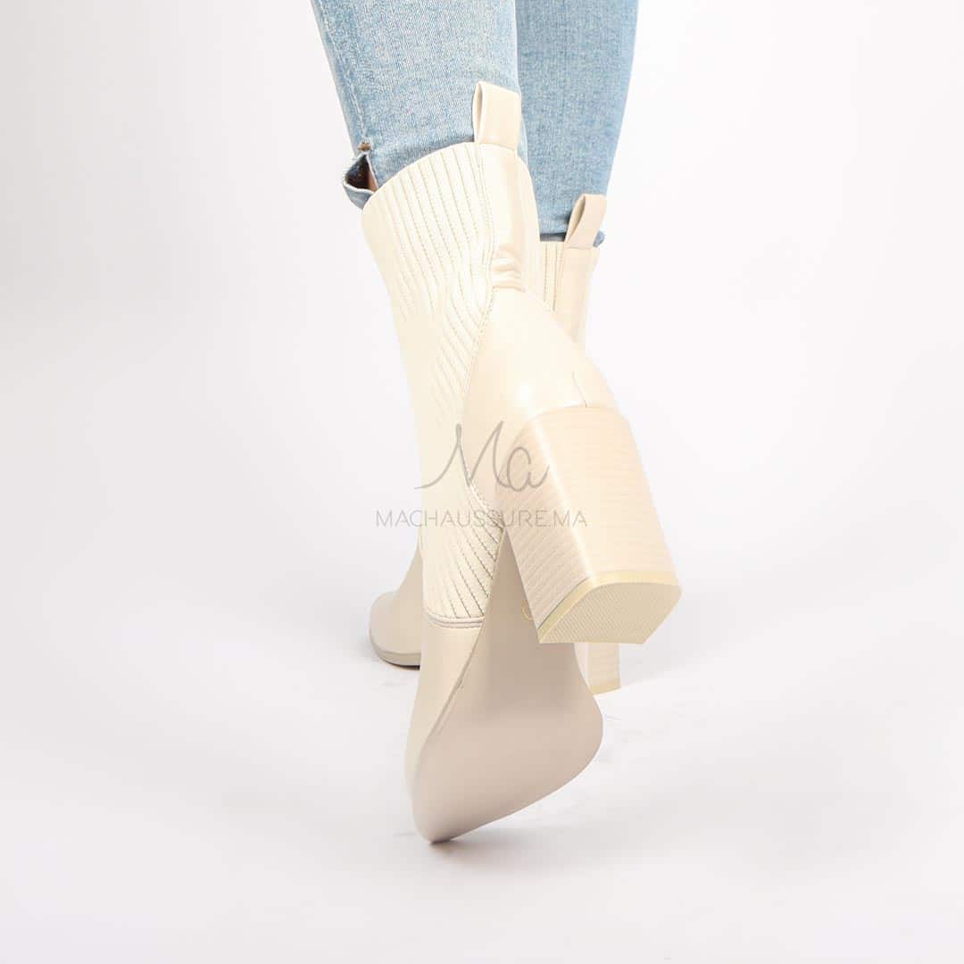 Joliby - Bottines à talon en Beige.