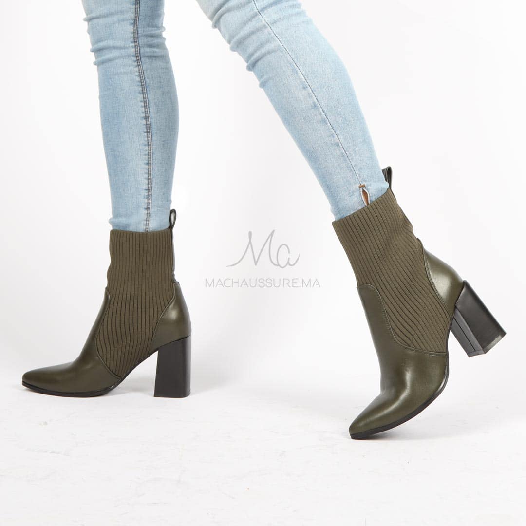 Joliby - Bottines à talon en Vert.