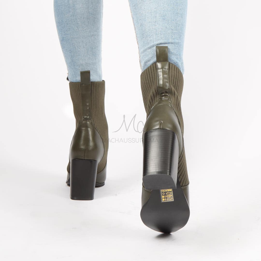 Joliby - Bottines à talon en Vert.