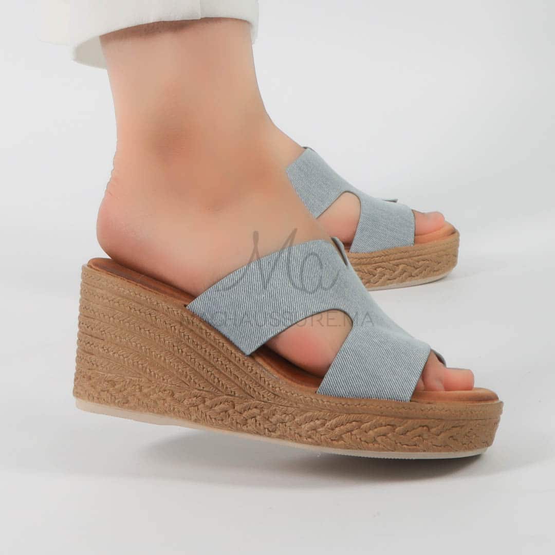 Emeraude - Sandales compensées en Bleu.
