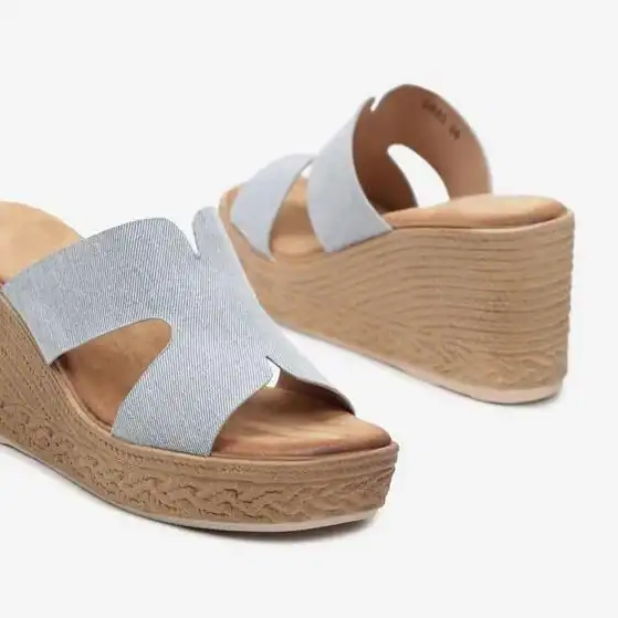 Emeraude - Sandales compensées en Bleu.
