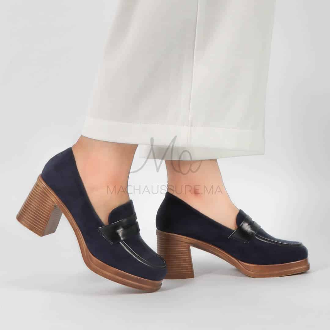 Dany – Derbies à talon Femmes en Bleu.