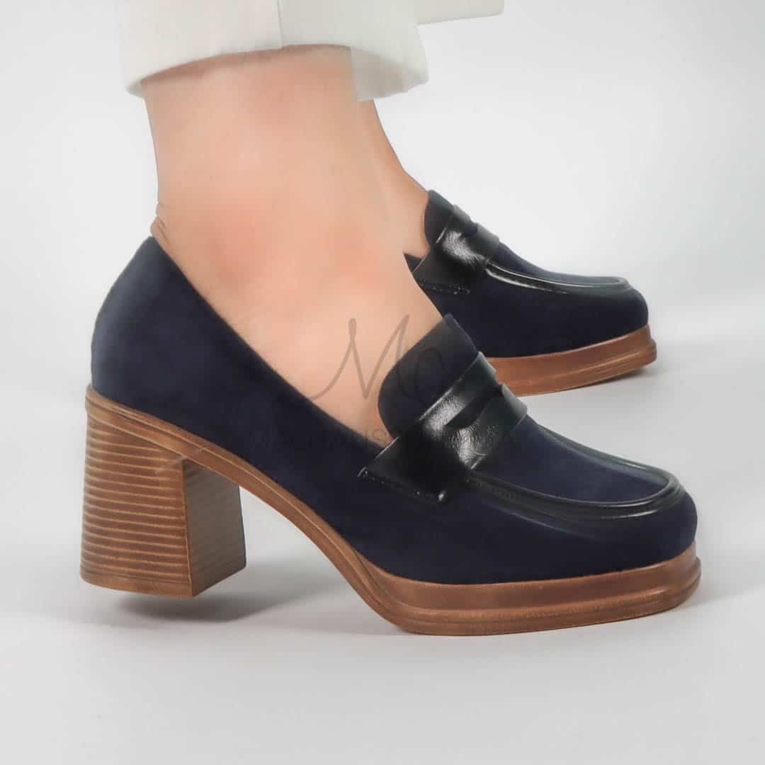 Dany – Derbies à talon Femmes en Bleu.