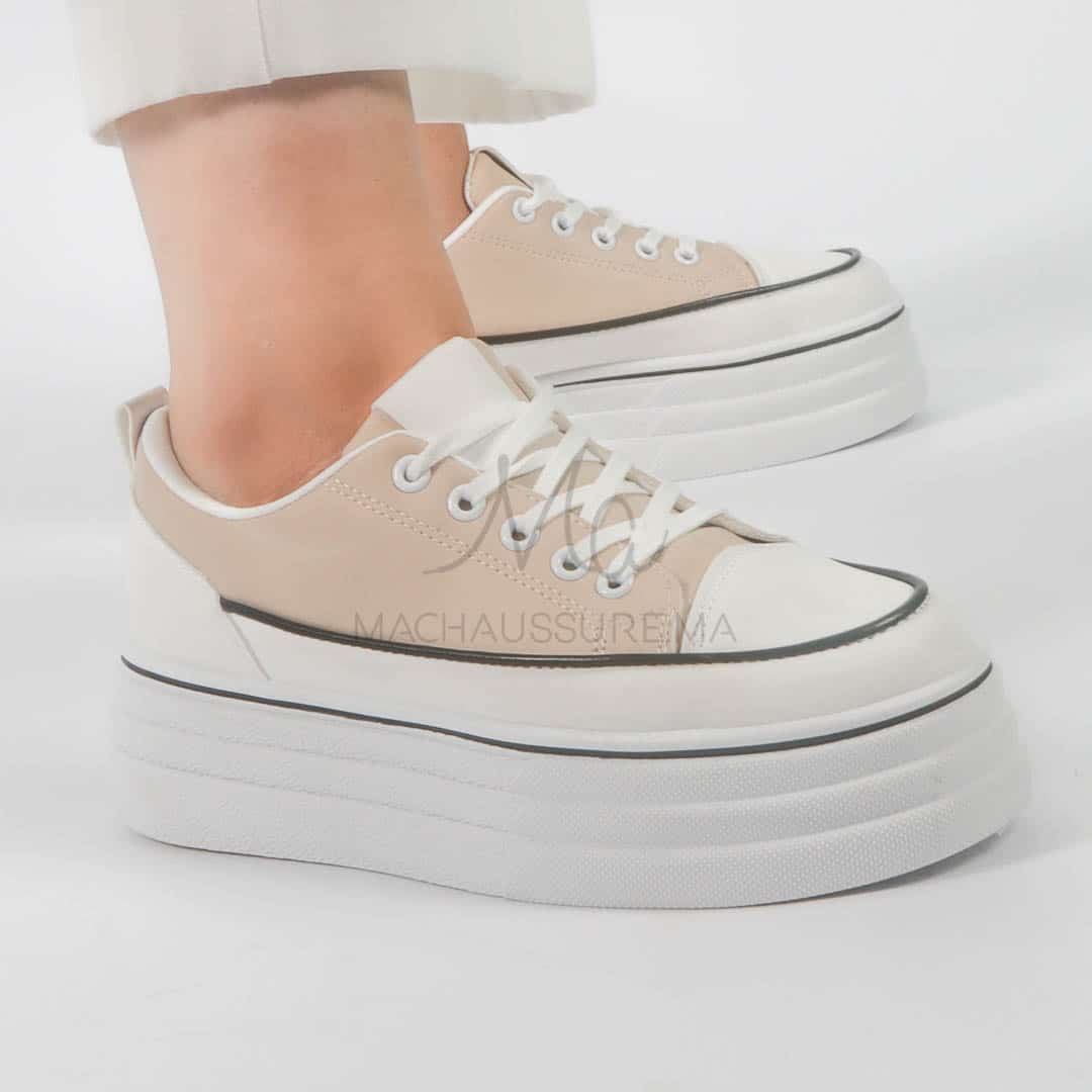 Iolite - Baskets Compensées femmes en Kaki.