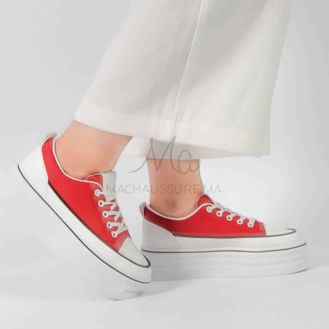 Iolite - Baskets Compensées femmes en Rouge.